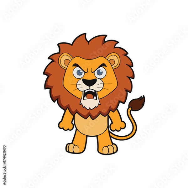 Obraz Lion Angry Cartoon Vector Illustration