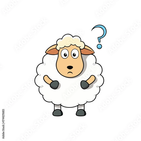 Obraz Sheep Confused Cartoon Vector Illustration