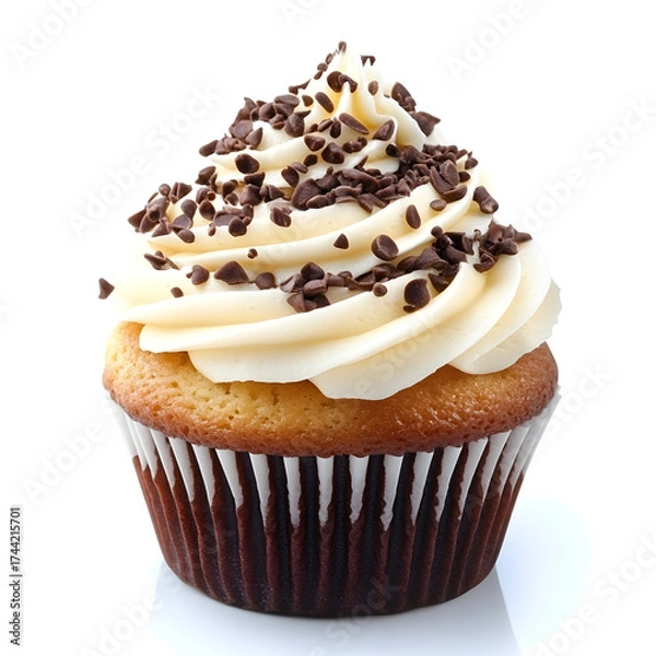 Fototapeta Delicious Freshly Baked Cupcake on White Background for Bakery and Dessert Concepts