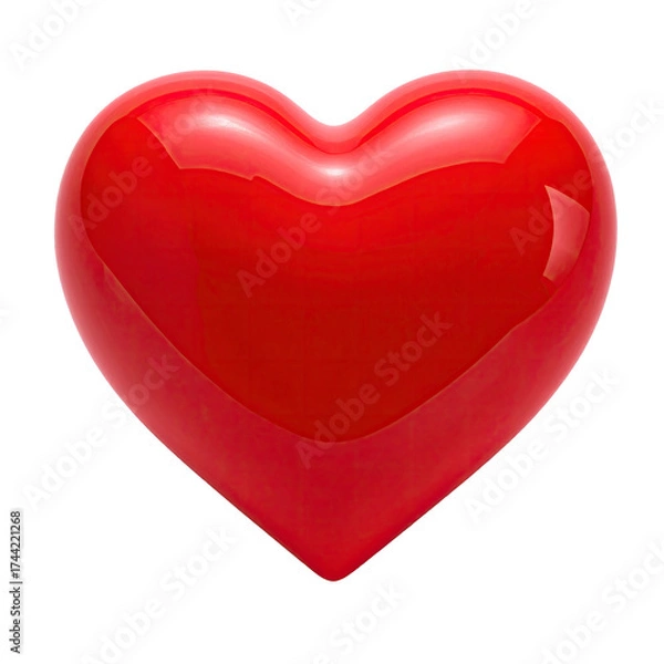 Fototapeta Glossy, vibrant red heart against a stark black background, radiating a sense of love and affection