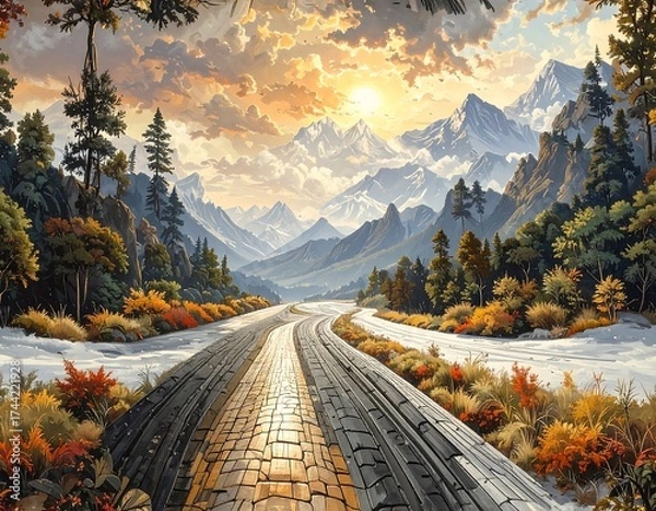 Obraz Mountain Road Sunset