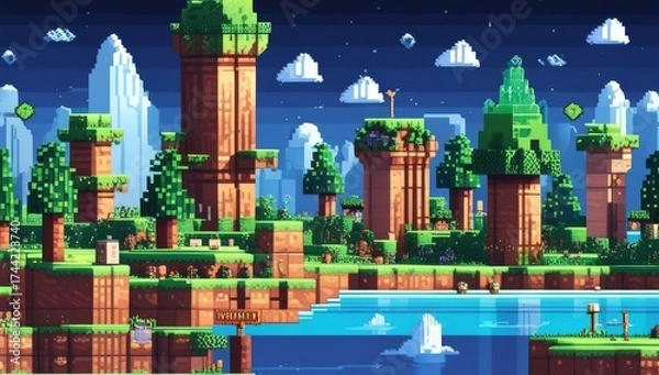 Fototapeta Illustration pixel art for game genre adventure rpg