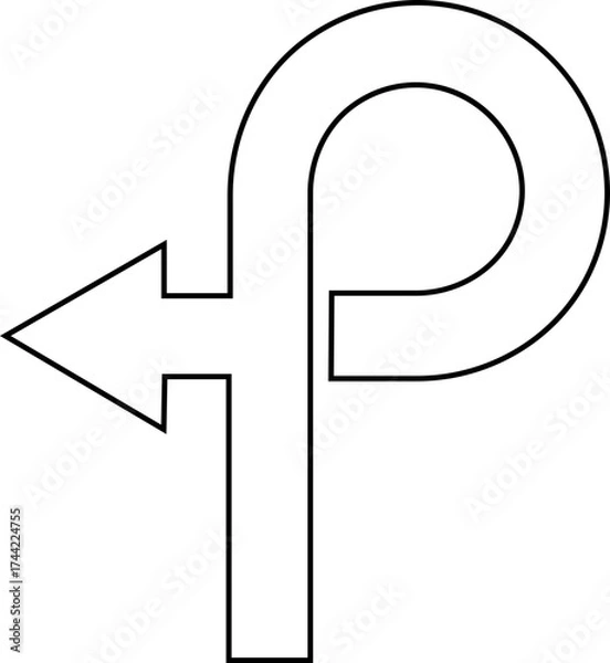Fototapeta Road or way direction outline arrow icon . One-way, Two-way, Three-way direction arrow sign. Fork sign, Way pointer symbol. Turn arrow navigation sign. Traffic route. Vector illustration !