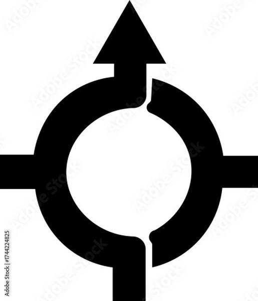 Fototapeta Road or way direction arrow icon. One-way, Two-way, Three-way direction arrow sign. Fork sign, Way pointer symbol. Turn arrow navigation sign. Traffic route. Vector illustration !