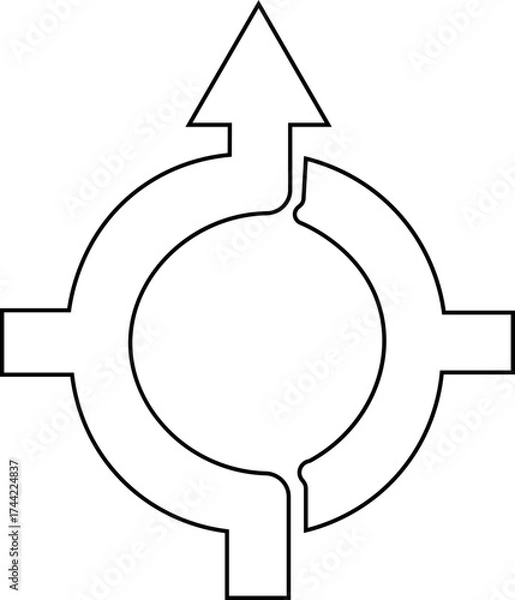 Fototapeta Road or way direction outline arrow icon . One-way, Two-way, Three-way direction arrow sign. Fork sign, Way pointer symbol. Turn arrow navigation sign. Traffic route. Vector illustration !