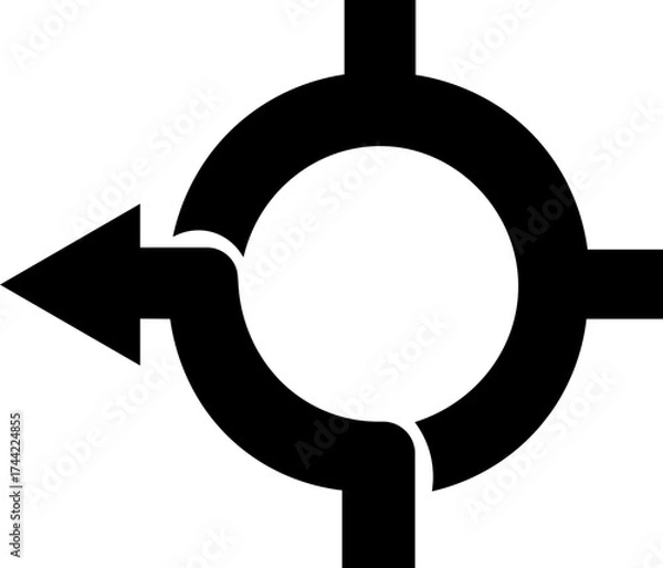 Fototapeta Road or way direction arrow icon. One-way, Two-way, Three-way direction arrow sign. Fork sign, Way pointer symbol. Turn arrow navigation sign. Traffic route. Vector illustration !