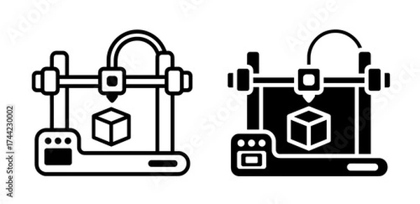 Obraz 3d printer icon creating a cube
