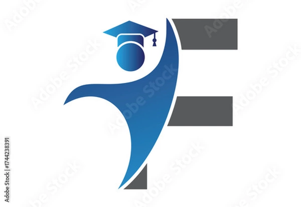 Fototapeta Graduation flat Icon human with latter F design concept