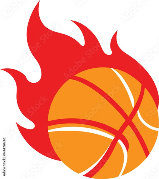 Obraz basketball on fire vector illustration