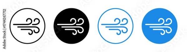 Fototapeta Wind blow icon set in circle design weather symbol on transparent background