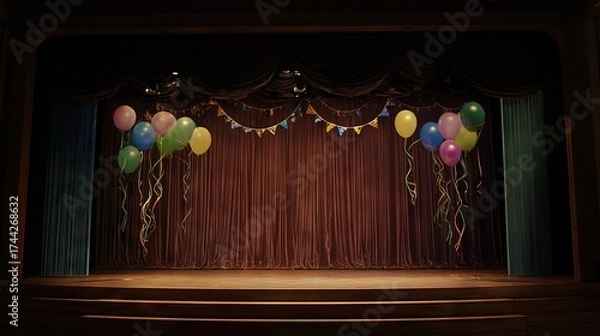 Obraz DecoratedStageWithBalloons
