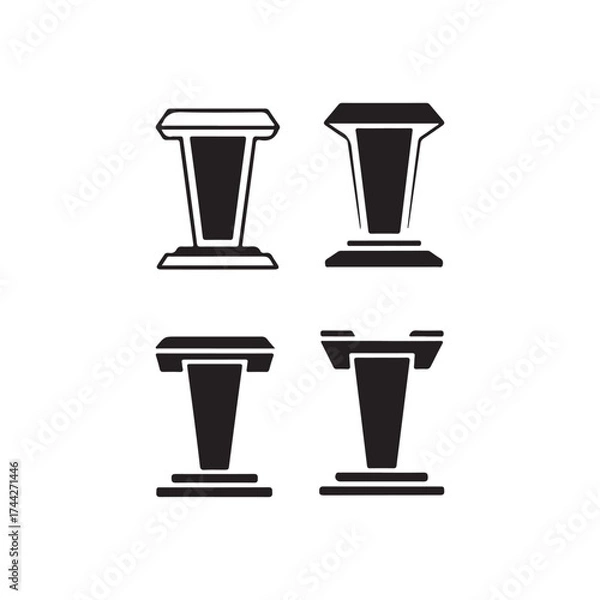 Fototapeta Four distinct black silhouette icons representing different types of pedestals