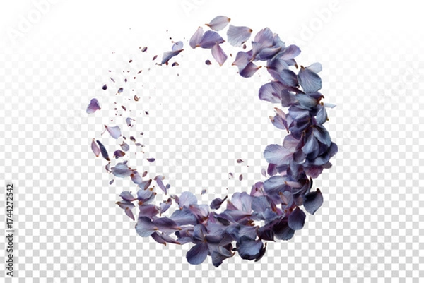 Fototapeta Vector petal ring frame isolated on transparent background.