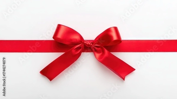 Obraz RedGiftBowRibbonOnWhite
