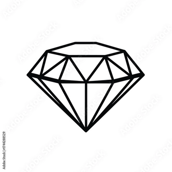Obraz Simple geometric diamond shape outline icon for design