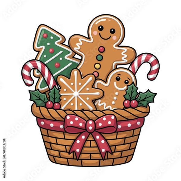 Obraz Christmas Gingerbread Cookie Vector Illustration