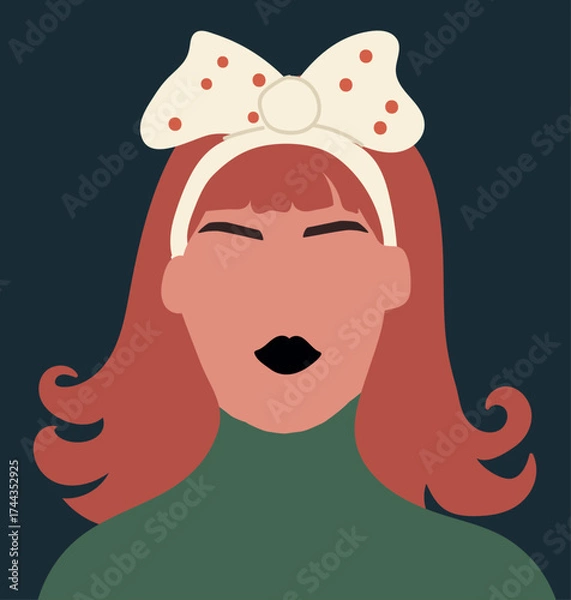 Obraz Young female character, user profile. Hand darwn vector illustration.