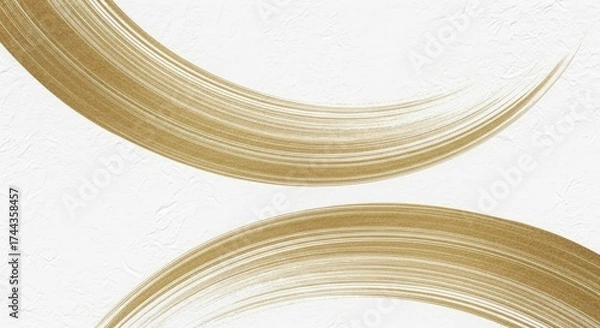 Fototapeta Abstract Gold Brush Strokes on White Background.