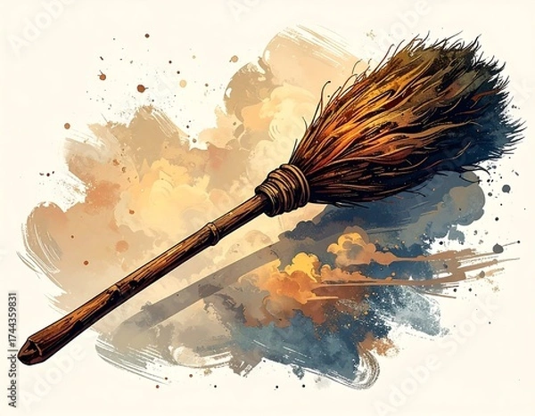 Obraz Witch's broom, rustic style