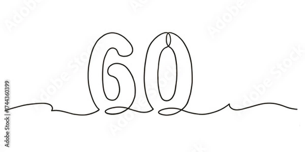 Obraz Modern one line drawing of number 60
