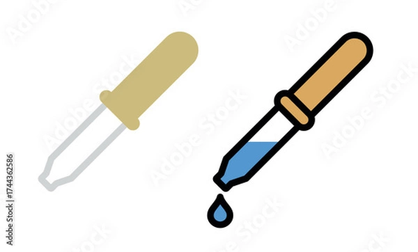 Fototapeta Pipette icon. A medical or eye dropper. A measuring vessel for dispensing medication drop by drop. A tool for measuring precise volumes of liquids in medicine, chemistry, or biology.