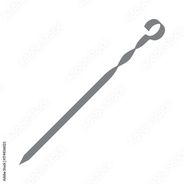 Fototapeta Skewer icon. A tool for making shashlik. A metal rod with a pointed end. Used for grilling meat, fish, or vegetables over an open fire (grill or campfire).