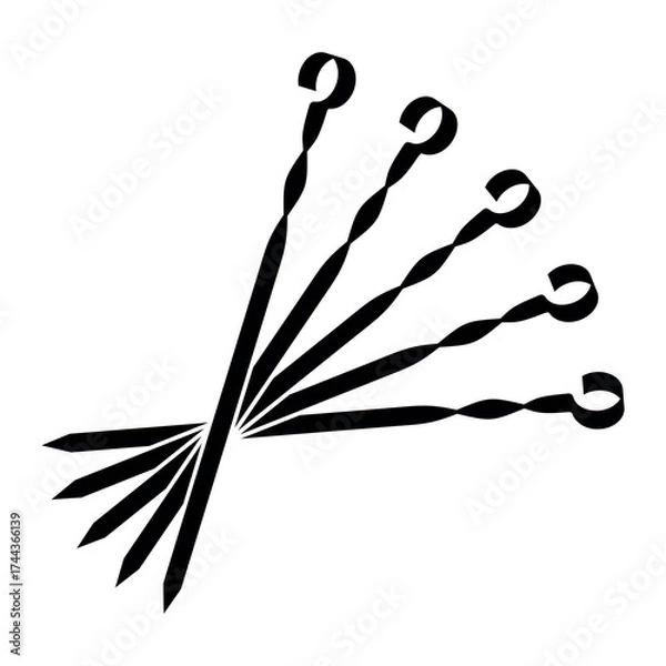 Fototapeta Skewer icon. A tool for making shashlik. A metal rod with a pointed end. Used for grilling meat, fish, or vegetables over an open fire (grill or campfire).