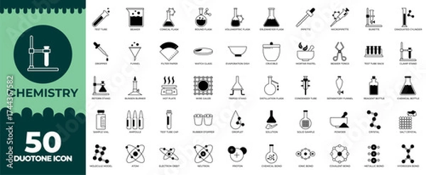 Fototapeta Chemistry Duotone Editable Icons set. Vector illustration in modern thin duotone style of chemistry icons: research, education, pattern etc