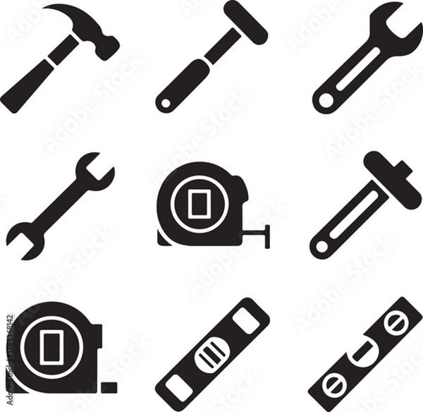 Fototapeta Construction Tools Wrench, Hammer, and More