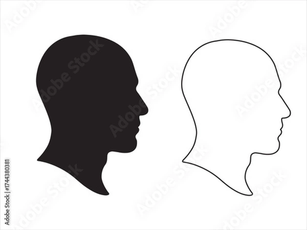 Fototapeta Clean vector silhouette of a bald headed person ideal for graphic design and illustration projects