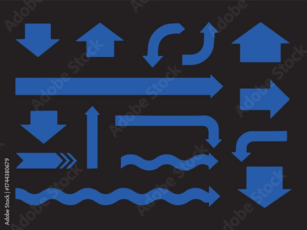Fototapeta Dynamic arrow design with vibrant color options and classic typography for modern graphics