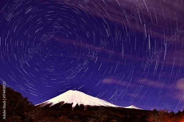 Obraz 富士山と星景