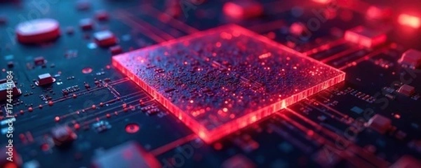 Fototapeta Intricate Nanostructures on Silicon Wafer A Close-Up Revealing Microscopic Precision and Complexity in Nanoscale Engineering Development.