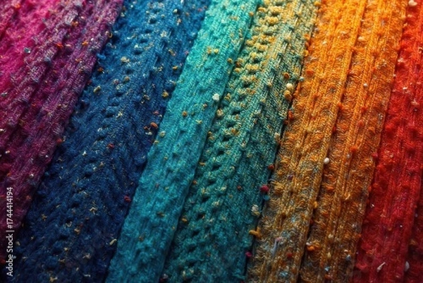 Fototapeta Vibrant Textured Fabric Background Intricate Stitching Details for Textile Design Projects