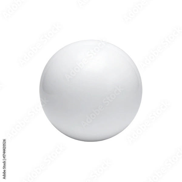 Fototapeta Isolated white sphere with subtle gradients and glossy finish, centered on a black background