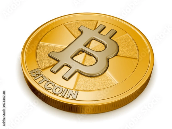 Fototapeta Golden bitcoin. Image with clipping path