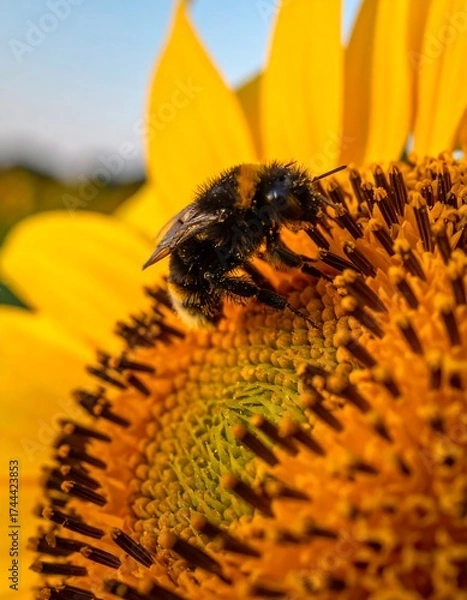 Obraz Close-up of a bee on a sunflower