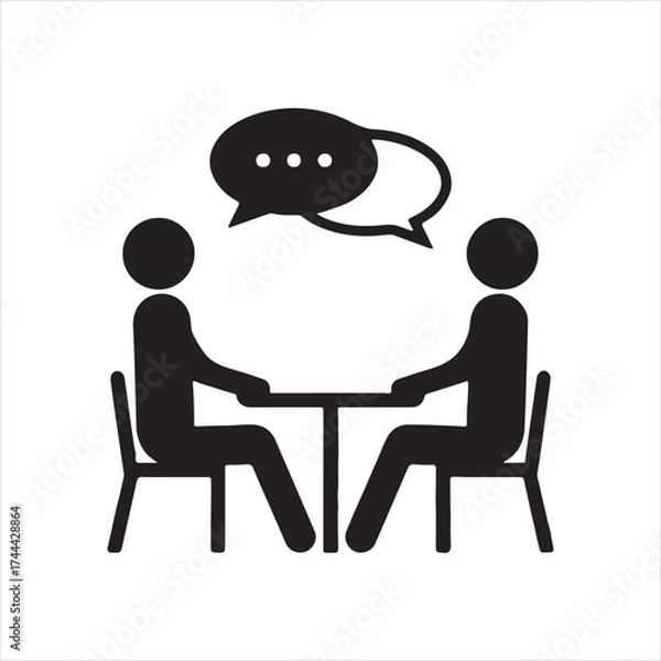 Fototapeta Black and white silhouette a business meeting or collaboration isolated on transparent background.