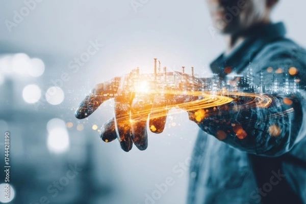 Obraz Futuristic Smart Industry Vision Through Augmented Reality Interface