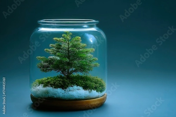 Obraz Miniature ecosystem captured within glass container showcases lu