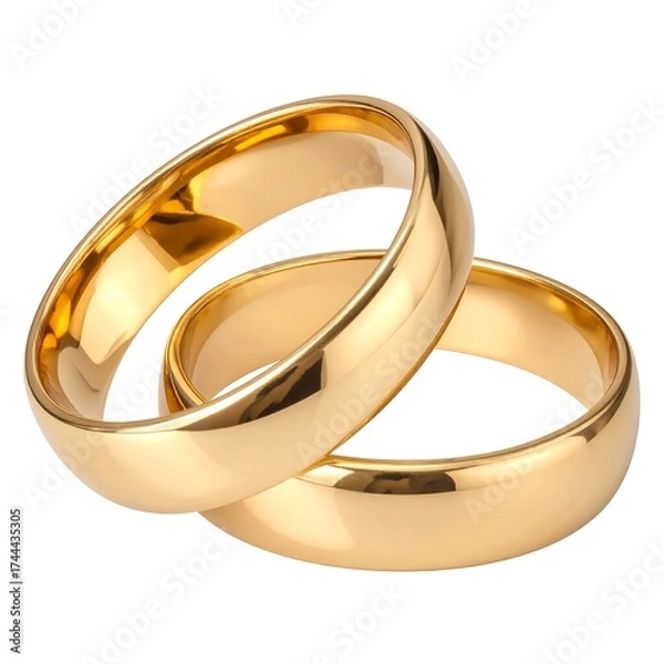 Obraz Two gold wedding bands, smooth, and polished, resting on top of each other