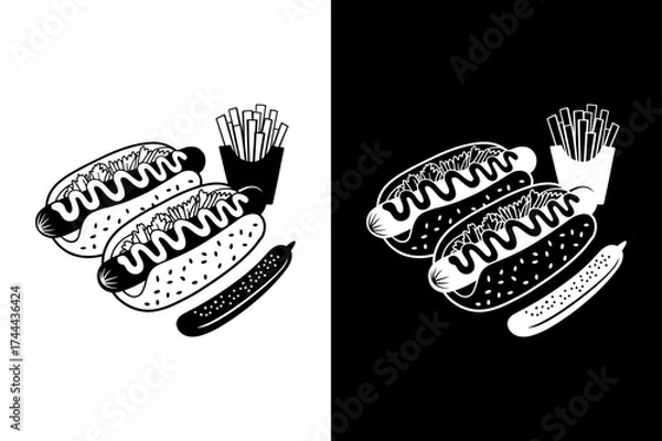 Fototapeta Hot dog icon vector on White Background Vector Art Illustration on white background.