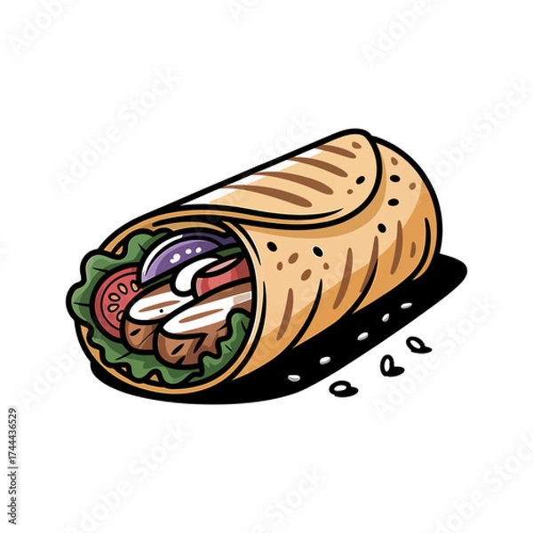 Fototapeta Chicken wrap icon vector on White Background Vector Art Illustration on white background.
