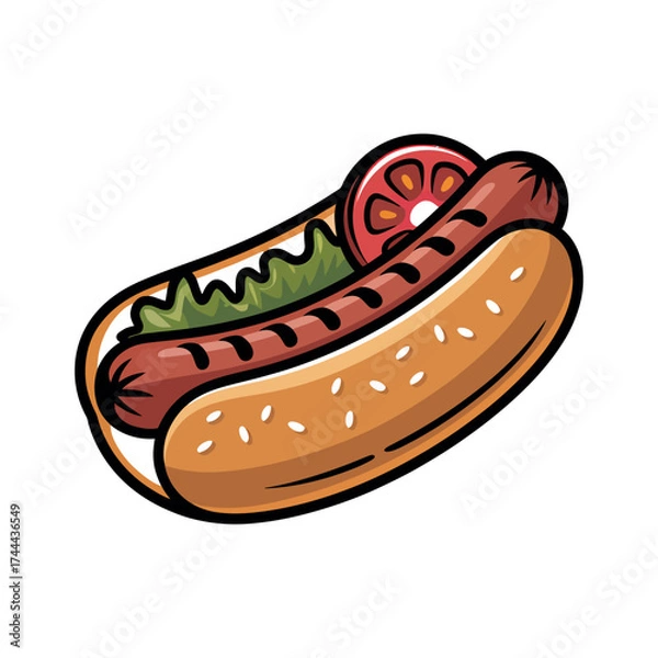 Fototapeta Hot dog icon vector on White Background Vector Art Illustration on white background.