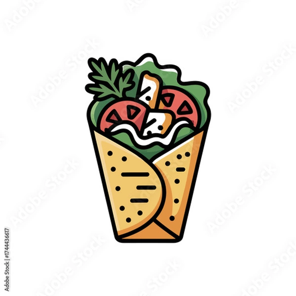Fototapeta Chicken wrap icon vector on White Background Vector Art Illustration on white background.