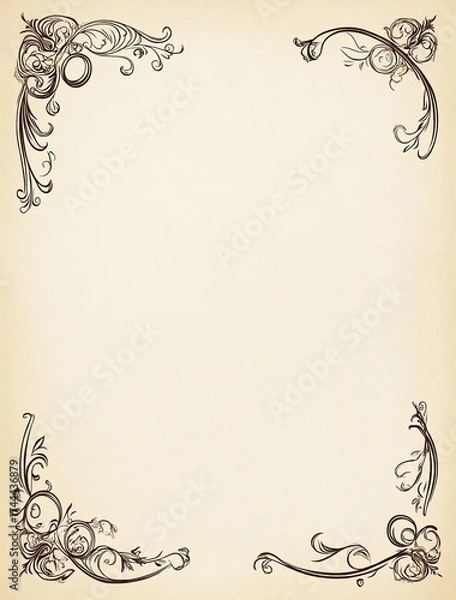 Fototapeta A simple, vector graphic border for the top and bottom corners of a page with an ornate design