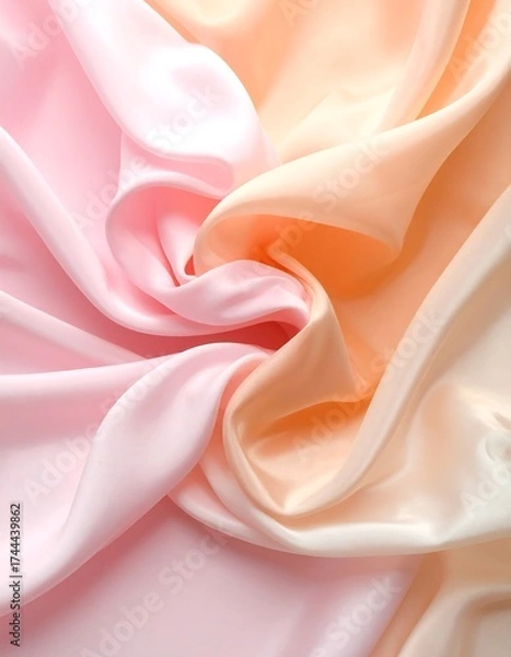 Obraz Soft, flowing fabric in a gradient of blush pink to peach