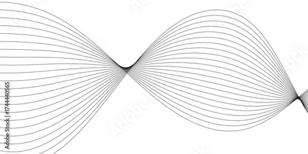 Fototapeta Abstract grey smooth element wavy modern curve lines on transparent background. Digital frequency track equalizer. Abstract frequency sound wave lines, twisted curve lines and technology background.	