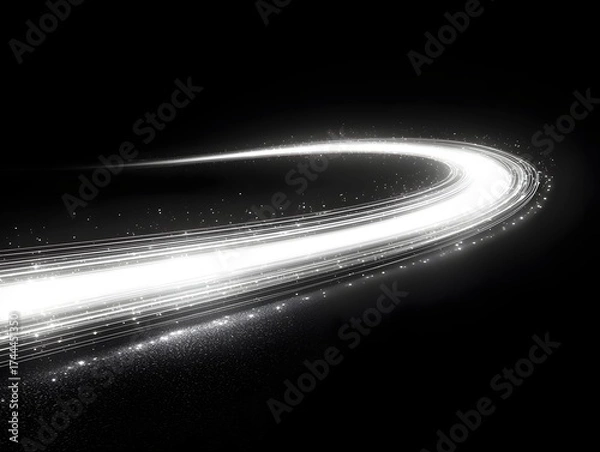 Obraz Glowing White Lines Creating a Luminous Effect on Black Background
