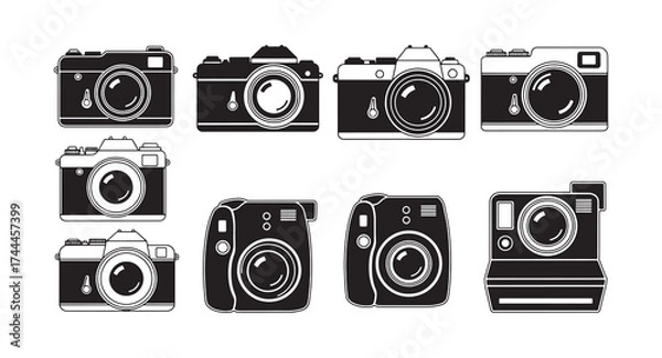 Obraz Set of Camera silhouette vector illustration